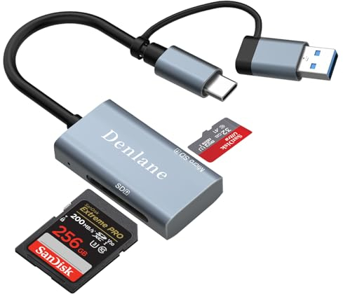 TF 3.0/SD 3.0 Kartenleser, Dual Stecker 104Mbps USB 3.0/USB C SD Card Reader Speicherkartenleser für SD/Micro SD/SDHC/SDXC/Micro SDHC/Micro SDXC, SD Kartenlesegerät
