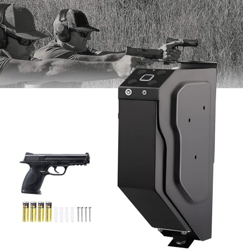 ZHLINGQ Coffre-Fort Court Pour Armes à FEU, Handfeuerwaffenschrank Mit Ersatzschlüssel, Coffre-Fort Pour Pistolet Avec Empreinte Digitale, Fingerprint Biometric+Password + Spare Key Unlocking