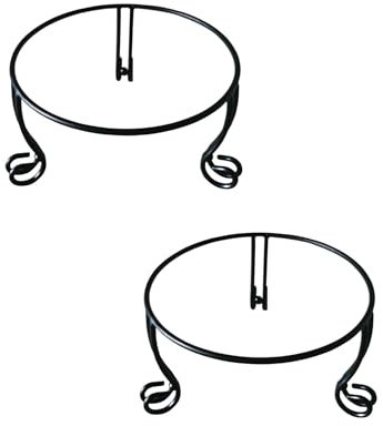 iLTreFlo 2 Pack Metal Gazing Ball Stand for 10 or 12 Inch Outdoor Garden Gazing Globes,Metal Display Stand for Plant or Flowerpot Holder,Birdbath Bowl Stand 6 Inch Tall,Black