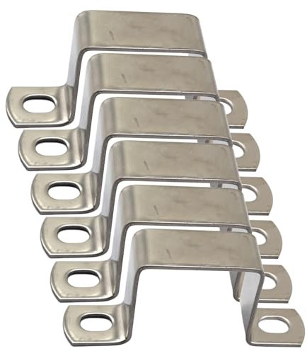 6 Stück M25 x 25 304 Edelstahl-Vierkantrohrschellen, U-Rohrschellen, Schnalle, U-Halterungen, Sattelklemmen