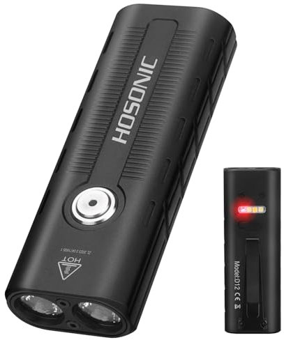 HOSONIC D12 Linterna Led Recargable Alta Potencia 1800LM, IPX68, 2200mAh, Usb C EDC Linterna 260 Metros de Alcance de Iluminación, 48 Horas de Tiempo de Iluminación, Aleación de Aluminio 6061