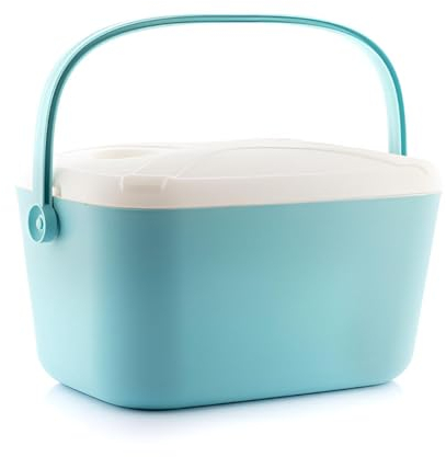 Nevera portátil de 20 l, diseño retro, vintage, bolsa térmica de 20 litros, ligera y manejable, multifuncional con soporte para vasos, enfriador pasivo para bebidas para jardín y excursiones al aire