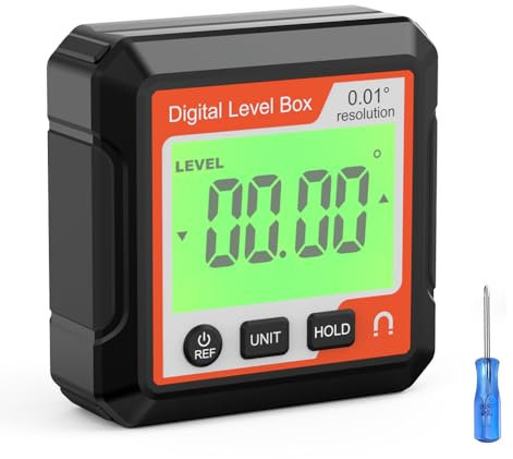 JUCHRZEY Digitaler Winkelmesser, Neigungsmesser, universelles magnetisches 90-Grad-Lineal, Goniometer, Wasserwaage, Winkelfinder, Winkelwürfel, Wasserwaage, Messwerkzeuge
