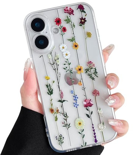 ZTOFERA Floral Case Compatible with iPhone 16 Plus (6.7), Ultra Slim Flexible Silicone Protective Phone Case with Cute Climbing Flowers Pattern Girls Women Soft Cover, Clear