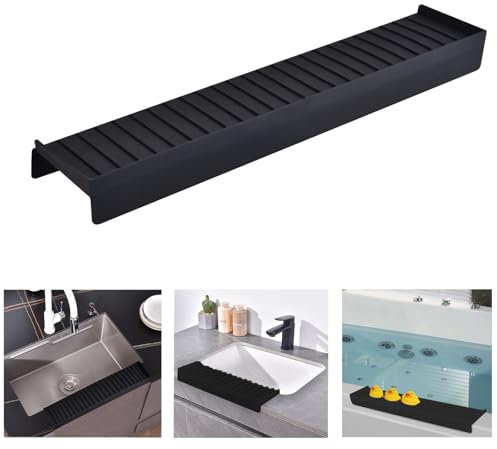 iAnomla Protector De Borde De Fregadero De Silicona, 20 51 cm, Cubierta Protectora Contra Salpicaduras Para Fregadero De Cocina Con Ventosa, Plegable, Protector De Encimera De Fregadero, Negro