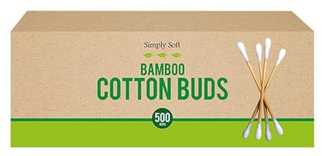 Simply Soft Lot de 500 cotons-tiges en bambou 500 ct respectueux de l'environnement Matériau naturel Rembourrage en coton Utilisation polyvalente