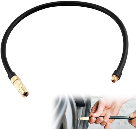 2-in-1 Schrader & Presta Valve Adapter 50cm/19.7in Bike Pump Inflator Adaptor Extension Tube Hose for Portable Air Compressors Car Bike Bicycle Motorcycle Tyre Air Pump Inflator Replacement Hose