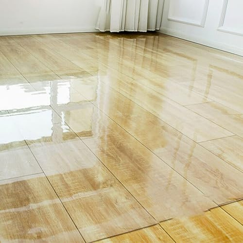 Transparent Hartboden Transparente Bodenmatte PVC-Fußmatte 1,5mm,Kunststoffteppich Bodenschutzfolie Aus- Unterlage für Bürostühle oder Schreibtischstühle im Office (100x280cm(39.37x110.24in)