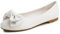 Feversole Women's Round Toe Cute Bow Trim Ballet Flats Dolly Shoes Wihte Vegan Leather 6.5 UK