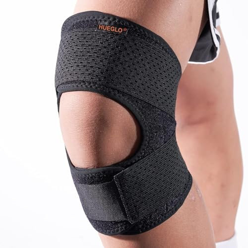 HUEGLO Kniebandage Männer Damen,Kniestütze mit Seitenstabilisatoren, Verstellbare Patella Kniestütze Kniebandage