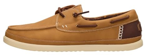 HEYDUDE Men’s Harbor Lo Classic Boat Shoe | Bone Brown/Multi Size 9 | Lightweight Slip-On Loafer with Faux Leather Upper for Casual Daily Wear
