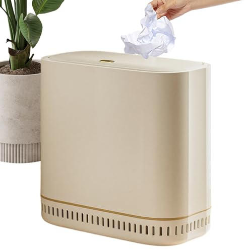 Poubelle de salle de bain avec couvercle, poubelle de salle de bain avec fermeture, couvercle à pression automatique pour salle de bain, WC, caravane, maison