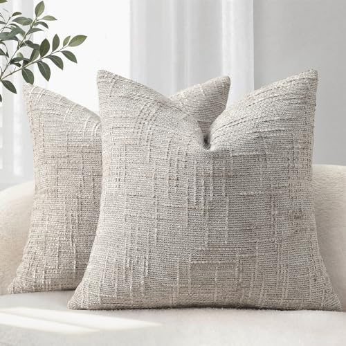 YCOLL Kissenbezug 40x40 2er Set Sofakissen aus Weichem Chenille Stoff Kissenbezüge Hellgrau Dekokissen Sofa & Wohnzimmer Dekokissenbezüige für Gemüitliche Heimdekoration Zierkissenbezüge