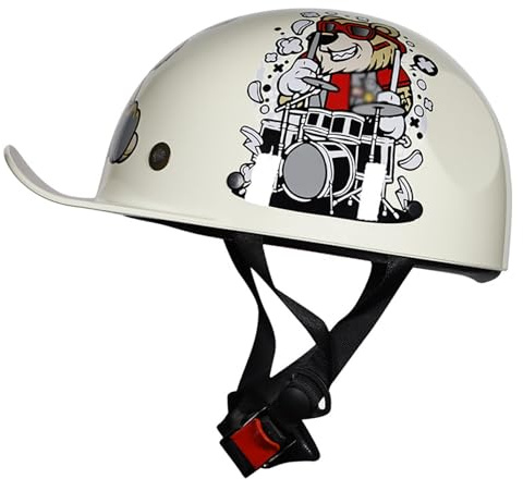 Casques pour Enfants, Casque Demi-Casque De Moto Vintage, Casque Demi-Coque Style Casquette De Baseball Vintage pour Garçons Et Filles, Casque pour Cyclomoteur/Scooter Cruiser 3,L(53-54CM)