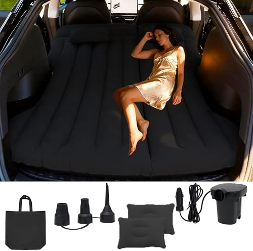 Canareen Materasso Auto, Materasso Ad Aria per Model Y, Materasso Gonfiabile per Auto con 2 Cuscini per SUV MPV, per Bagagliaio/Posto Posteriore, Viaggi/Camping/Casa/Outdoor