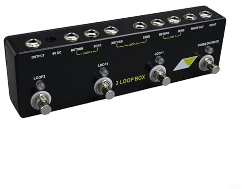 Vibsky 3-Channel Guitar Loop Station Pedal with Unlimited Record Time, True Bypass Loop and Integrated Tuner Mute for Stage Use, Black