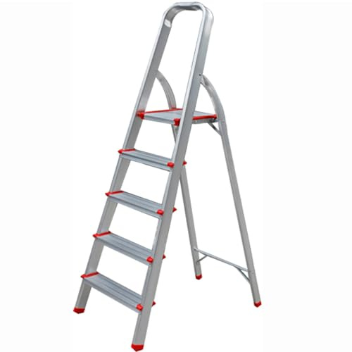 5 Tread Step Ladder Aluminum Lightweight Folding Anti-Slip Stepladders 150kg Capacity for Home and DIY EN131 TUFFMATE
