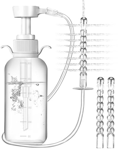 Pump Action Enema Bottle With Nozzle - Mobiles Bidet Podusche für - | Travel Enema Kit For Colon Cleansing With Syringe Handle And Nozzle Tip, Reusable At Home Cleaner Set For Men And Women, Pr