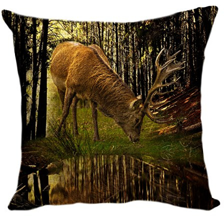 Violetpos Kissenhülle Deko Sofa Zierkissenbezug Auto Zierkissenbezüge Kissenbezüge Kopfkissen Kissen Tier Hirsch Gras Essen Wald 50 x 50 cm