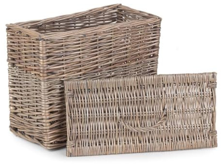 Red Hamper Rectangular Toilet Tidy Lidded Basket, Wicker, Brown, 37 x 19 x 32 cm
