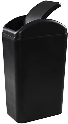 Ordate 12 L Swing Top Kitchen Bin, Trash Bin with Swing Lid, Black