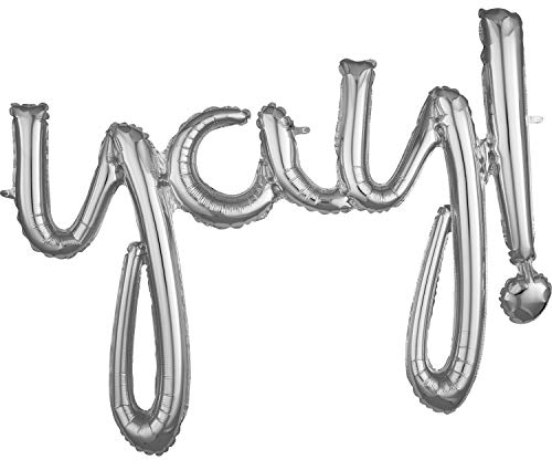 Amscan 3669311 - Script Wort `Yay!` Silber, Luftballon, 89 cm (35 Zoll)