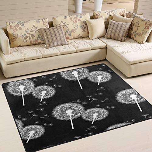 Use7 Teppich, Motiv Pusteblume / Blumen, Schwarz, Textil, mehrfarbig, 160cm x 122cm(5.3 x 4 feet)