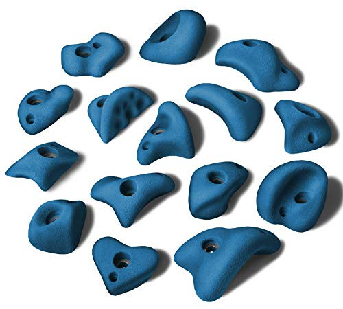 ALPIDEX 15 Klettergriffe M/L | Kleine Henkelgriffe | Tritte | Größe M L | Verschiedene Hinterschneidungen Farben Formen | Klettersteine - Farbe:Balance Blue