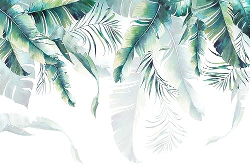 STROXTH WALLPAPER Papier Peint Tropical Jungle Panoramique Sur Mesure Paysage Colorees Nature Effet 3d Rétro Peint Main Vert Palmier Banane Feuilles Decoration Murales Poster Geant Mural