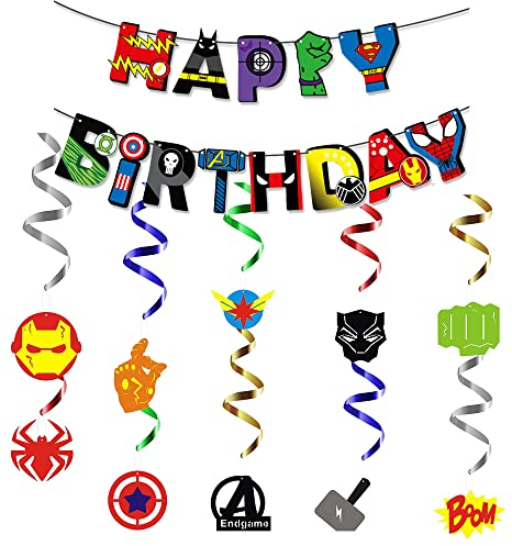 smileh Geburtstag Banner & Girlande Hängende Wirbel Dekoration, Mehrfarbig, Cartoon, Klein
