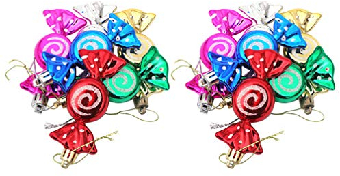 VALICLUD 12 Stücke Christbaumschmuck Baumbehang Bunt Glänzend Süßigkeit Weihnachtskugeln Weihnachtsbaum zum Verschenken Dekorieren Tannenbaum hängen Ornamente Geschenk 10x3x2 cm