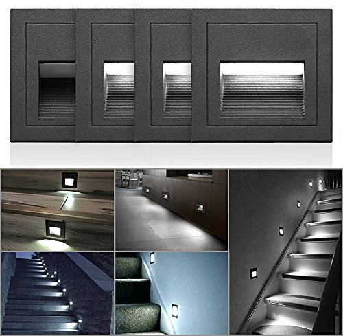 Led Treppenbeleuchtung außen innen Kaltweiß 3W-4er Treppenlicht Led 230V LED Treppenbeleuchtung Wandleuchte Aluminium Wasserdicht IP65 Treppenbeleuchtung Innen Außen Stufenlicht Treppe