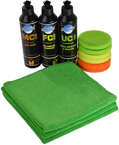 ADVANTUSE Zvizzer Politur-Sets 3X Politur á 250ml und 6X Polierpad 75mm - (75mm Medium bis Ultra Finish)