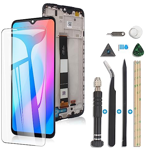 RongZy für Xiaomi Redmi 9A/Redmi 9C LCD-Bildschirm Ersatz Touch Display Digitizer Montage Bildschirm ersetzt durch Reparaturwerkzeugsatz für Xiaomi Redmi 10A (mit Rahmen)