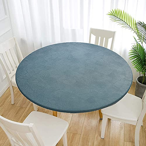 Cozomiz Jacquard Elastische Tischdecke Gartentischdecke Rundtischdecke wasserdichte rutschfeste Abwischbar Schmutzabweisend Tischdecke 150cm Runde Enge Passform Grün