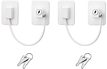 Tsilin Children Safety Refrigerator Lock, 2PCS Fridge Locks for Adults Baby Safety Adhesive Freezer Locks Cupboard Locks with 4 Keys for Fridge Drawer Cabinet Cupboard etc