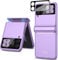 Miimall Compatible with Samsung Galaxy Z Flip 3 Case, Magnetic Hinge Protection Shockproof Hard PC Cover with Glass Camera Protection Full Protective Shell Cover Case for Z Flip 3-Purple