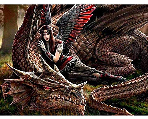 Yingxin34 Puzzle - Frau und Drache - 4000 Teile Puzzle für Erwachsene und Kinder ab 14 Jahren, Puzzle-55.70x34.44 Zoll (141.5 x 87.5cm)