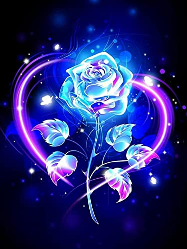 Zariocy 5D Diamond Painting kit Blaue Rose, DIY Diamond Art Landscape Flower Adult Diamond Painting Kits Kristall Diamant-Stickerei Gemälde Kunsthandwerk für Zuhause Wanddekoration 30x40 cm