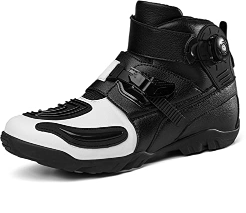 Motorradschuhe Herren,Damen,mesh Leder Biker Motorradstiefel mit ATOP Verschluss-System,Knöchelstütze, Wasserabweisend rutschfeste Sohle 36-47 (Color : Weiß, Size : 39 EU)