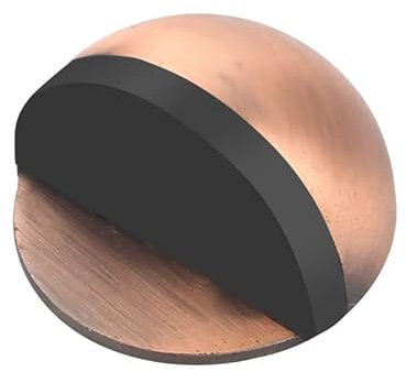 Self-Adhesive Floor Door Stoppers, Stainless Steel Floor Door Stopper, Oval Floor Mounted with Screws and Self-Adhesive Pads- Sound Dampening Rubber Buffer, Durable for Home & Office (Vintage Red)