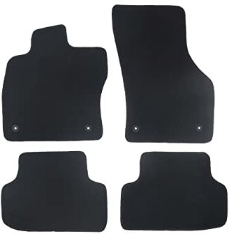 Alpha-Tex Fußmatten-Set für Seat Ibiza IV, Typ 6J, 6P (Baujahr 2008-2017), Hit schwarz | 4-tlg | Umrandung dunkelblau
