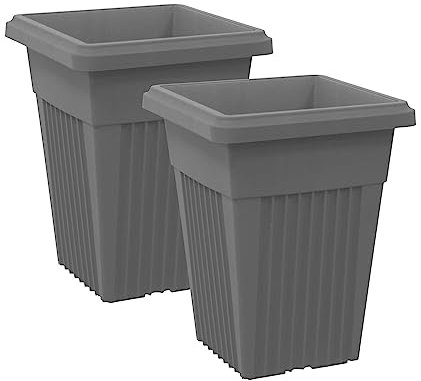 simpa Sovereign Pillar Upright Planters 32cm DARK GREY - Set of 2