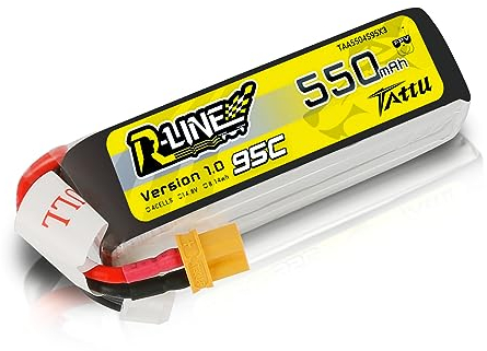 Tattu 4S 550mAh 14.8V 95C 4S1P Lipo Akku mit XT30 Stecker für FPV Racing Quadrocopter 100 180 Größe