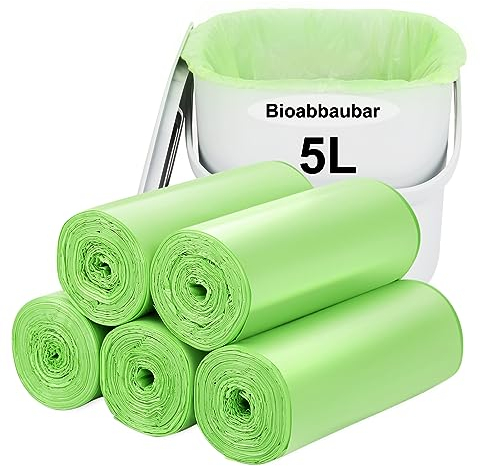 Biologisch abbaubare Müllsäcke 120PCS, Aievrgad 5L/1.2Gallon kleine Müllsäcke/Für Countertop Bin. Bin Liner/Abfall/Müllsäcke, 100% recycelt, robust, abbaubar, Kompostbeutel für Lebensmittel/Haushalt
