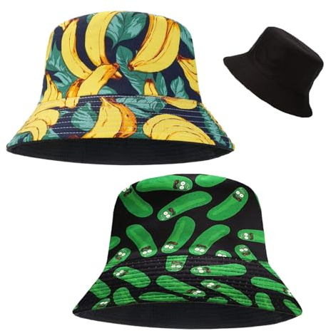 SKHAOVS 2 Stück Fischerhüte, Bucket Hat, Druck Sonnenhut, Sommerhut Fischerhüte für Damen Herren Sonnenhüte für Damen Druck Strandhut Fishermütze Unisex für Outdoor Camping (2 Stück)