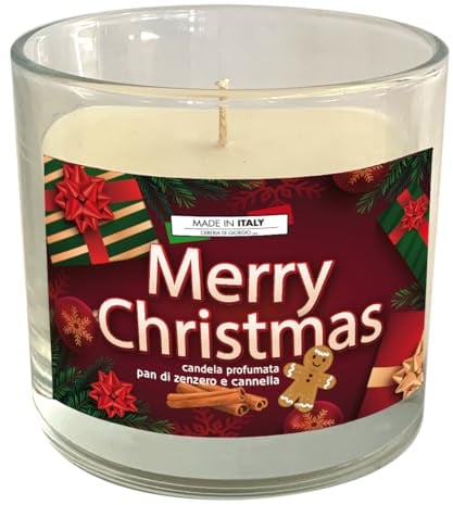 Candela in bicchiere profumata alla canella e pan di zenzero - Christmas Collection - Cera vegetale - Diam. 9 cm Altezza 8 cm