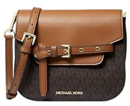 Michael Kors Emilia Kleine Umhängetasche mit Logo, Brown Signature, Small