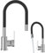 Granitan GRADO Wasserhahn mit schwenkbarem Auslauf - Mischbatterie fur Küche Durchmesser von 35 mm - Ausziehbar Küchenarmatur mit Keramikkopf - Kitchen Tap - Schwarz und Chrom