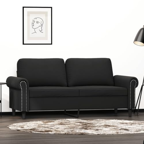 Willood 2-Sitzer-Sofa Loungesofa Couch mit Armlehnen Rückenkissen, Wohnzimmersofa Designsofa Metallgestell, Sitzmöbel Zweisitze,Multi-Sofa, Schwarz 140 cm Samt